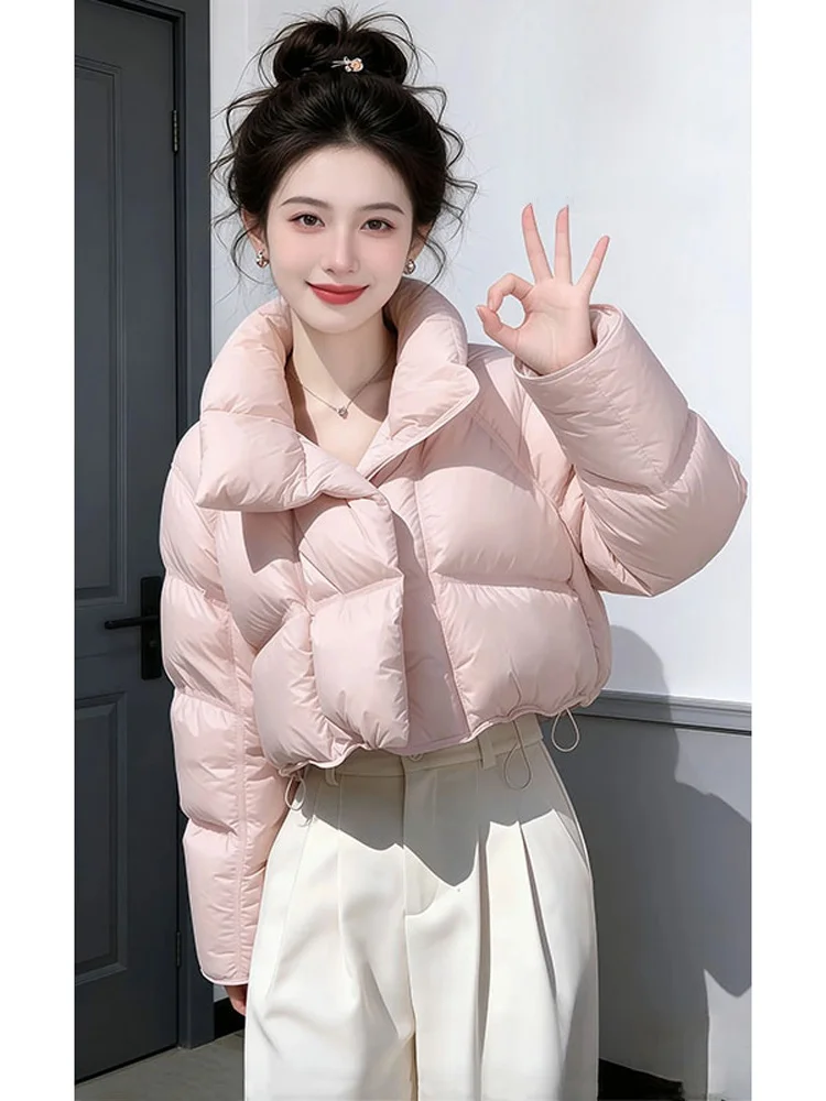 

Pink down Cotton Jaet Women's Winter New Sle Small Size Faionable Casual Color Warm Cotton Coat Korean Version