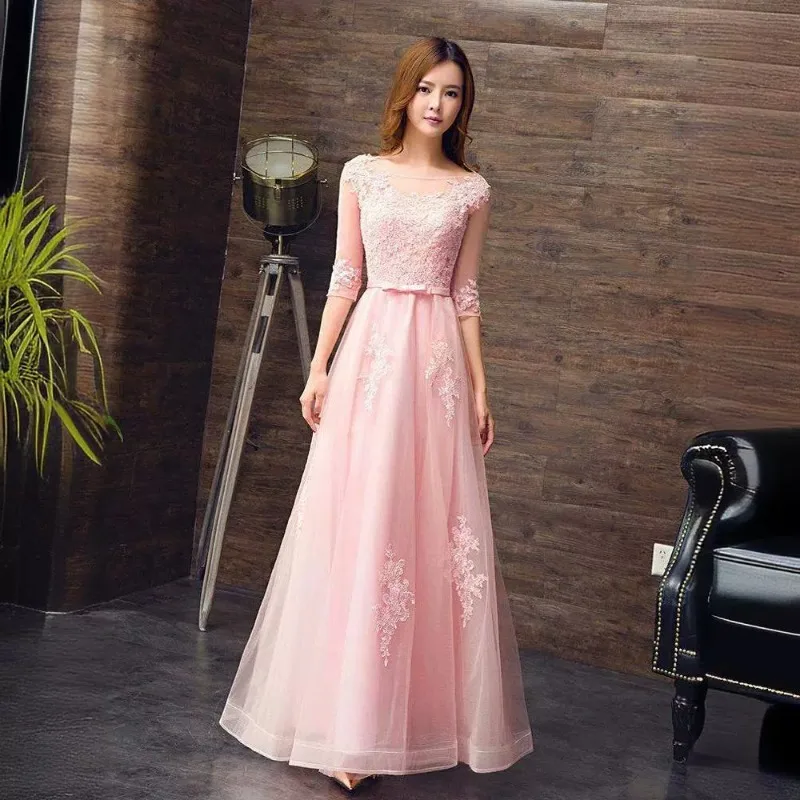 Fashion Party Host Dress, Women's Long Style Dress, Pink Bridesmaid Dress, 2026 New Chorus Performance Costume Customization