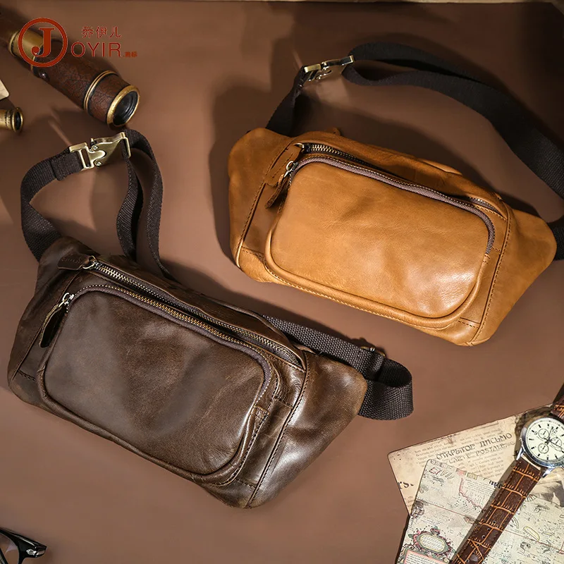 

Мужская нагрудная сумка, многофункциональная поясная сумка для хранения мобильного телефона, мужской рюкзак через плечо из натуральной кожи большой вместимости