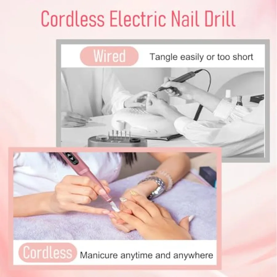 Perceuse à ongles électrique sans fil 2 en 1, avec conception tactile Rechargeable pour manucure et pédicure professionnelle, comprend une perceuse à ongles