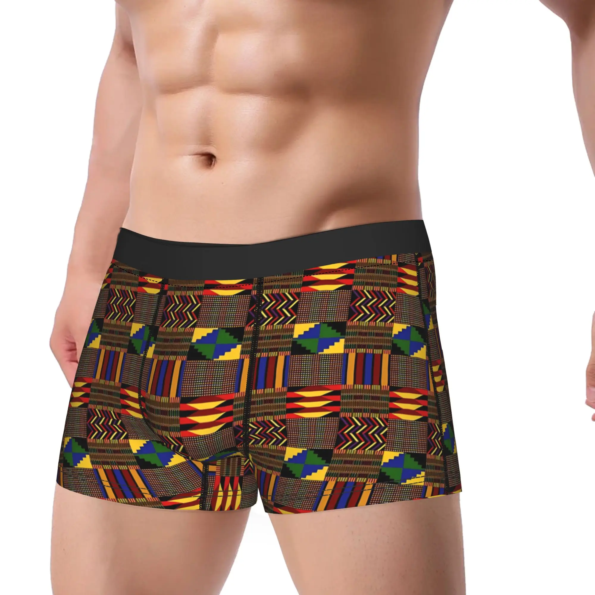 African Pattern Authentic Kente Cloth Underwear  Males Underpants Customs Classic Boxershorts Quality Boxer Brief Plus Size 2XL
