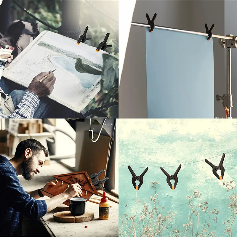 3.5/6 นิ้ว Professional พลาสติกฤดูใบไม้ผลิ Clamps Heavy Duty พลาสติก Clamps สําหรับงานฝีมือและการถ่ายภาพไม้ฉากหลัง