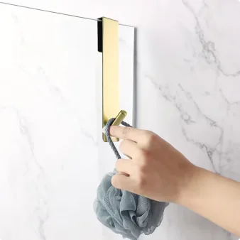 Edelstahl-Duschhandtuchhalter für Glasduschtüren, S-förmiger Bademantelhalter mit Haken für das Badezimmer – Detail 3