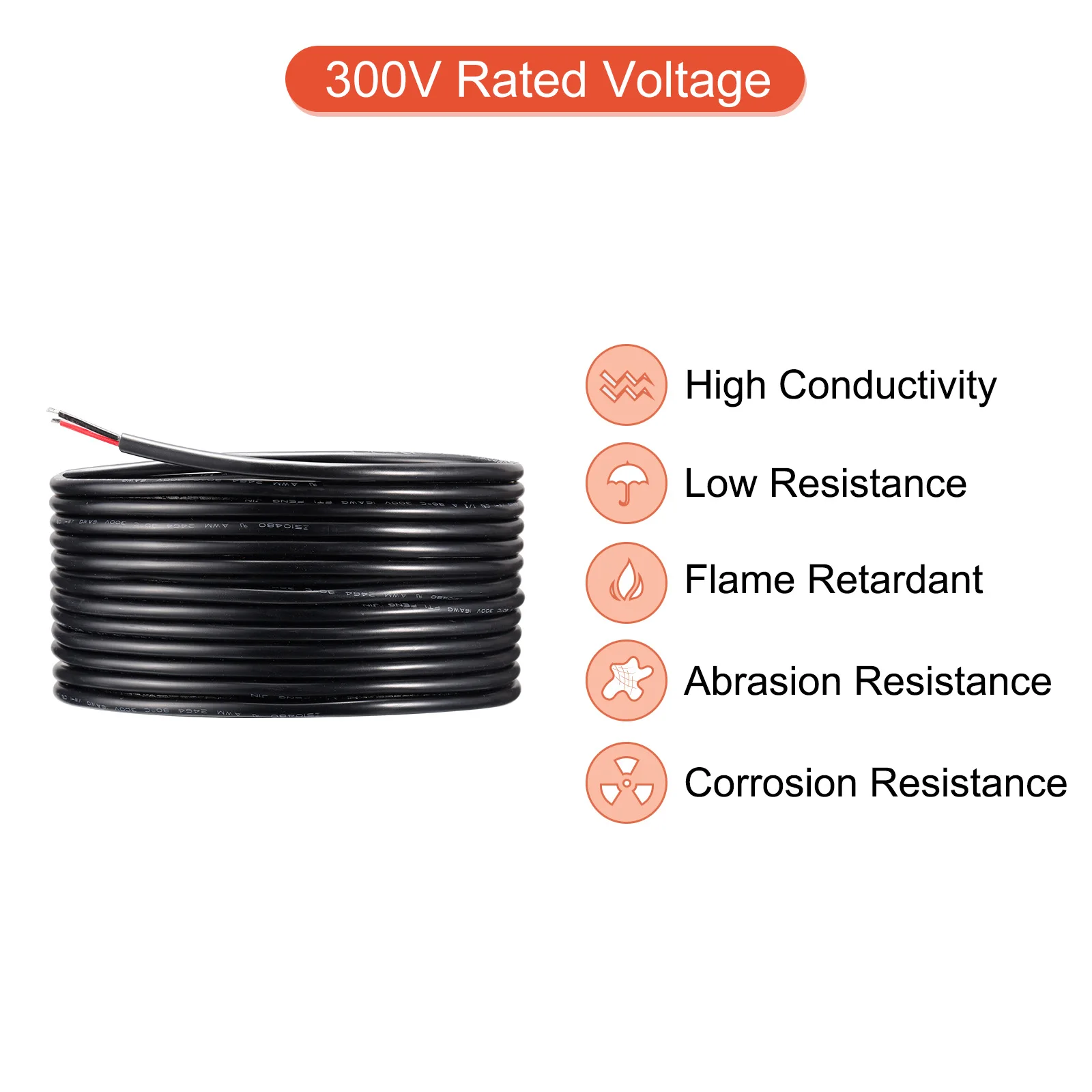 電源ケーブル2導体,PVCコード,銅ケーブル,LEDストリップライト16 18 20 22awg,10-30.5m,ul2464