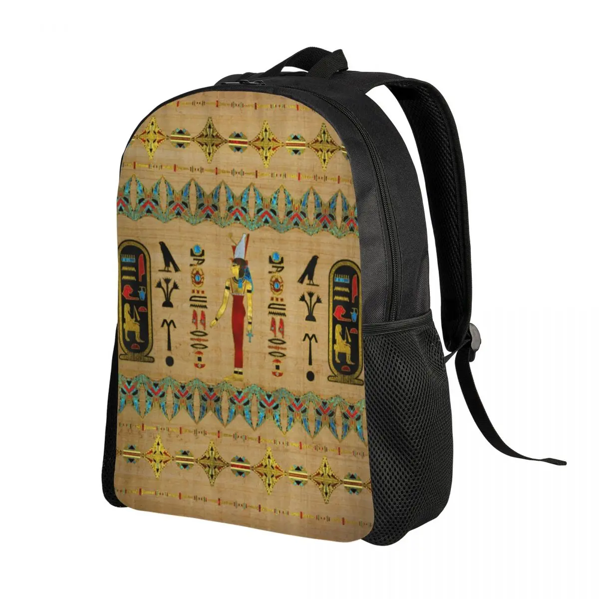 Customized Egyptian Mut Symbol Backpack for Men Women College School Student Bookbag Fits 15 Inch Laptop Ancient Egypt Bags