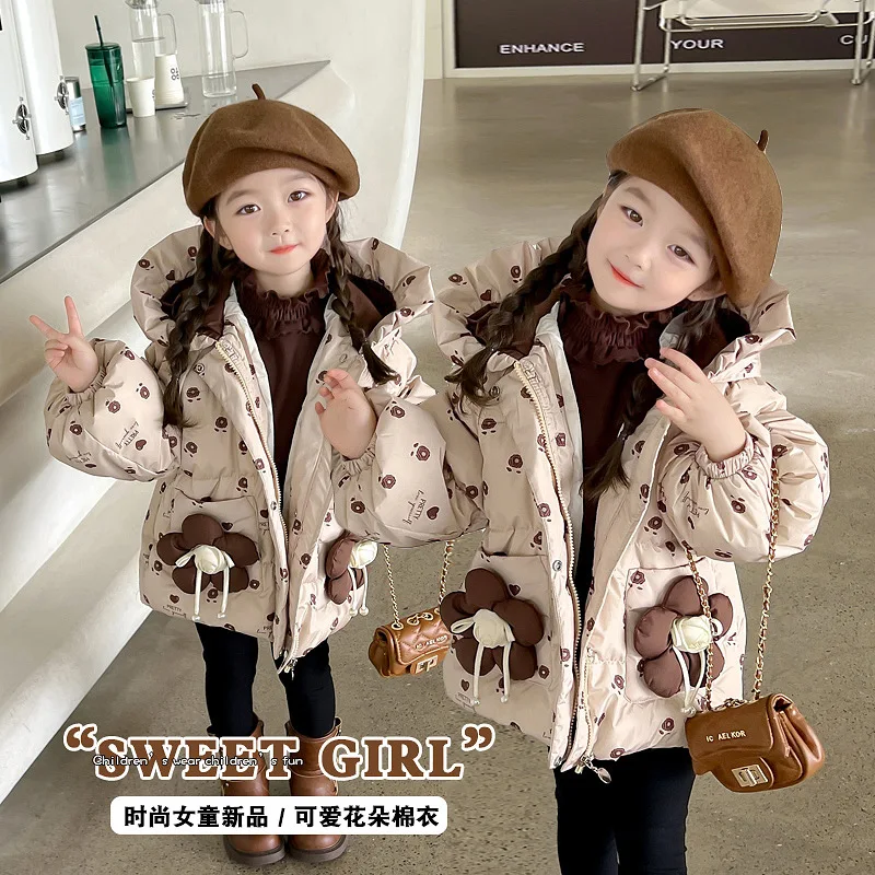 Winter Down Jacket and Coat for Girls Kid Baby Parka Coat Hooded Girl Jacket Children Clothes for Girls Cute Puffer Jacket Coats