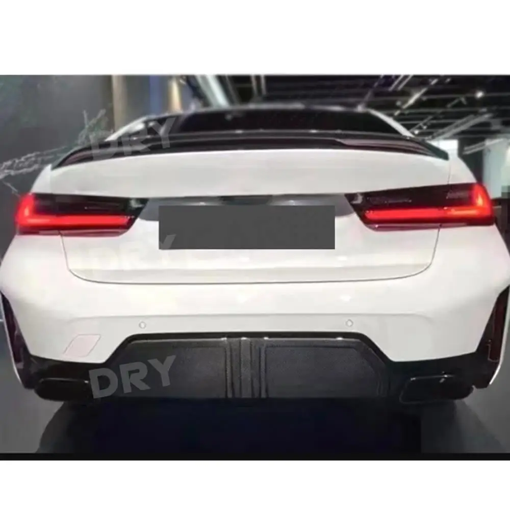M 스타일 리어 범퍼 디퓨저 스포일러 배기 팁 바디 키트, BMW 3 시리즈 G20 G28 LCI 340 2023 + 용 액세서리