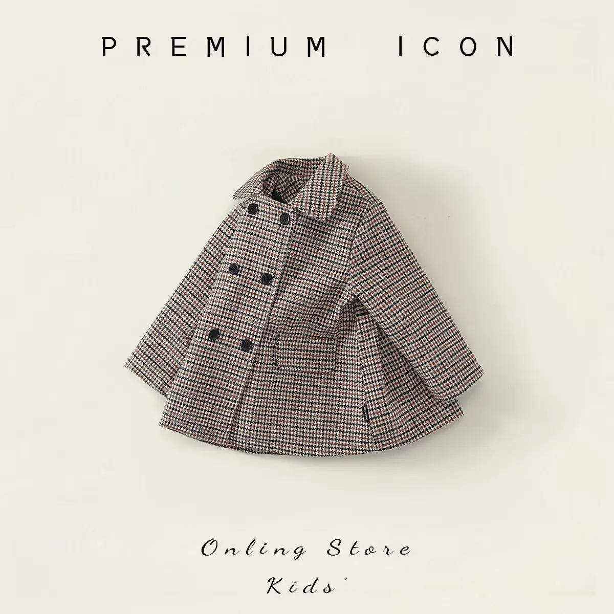 

Куртка для девочек с хлопковой подкладкой и утолщенным шерстяным клетчатым пальто, осенне-зимняя коллекция 2026, новая детская одежда