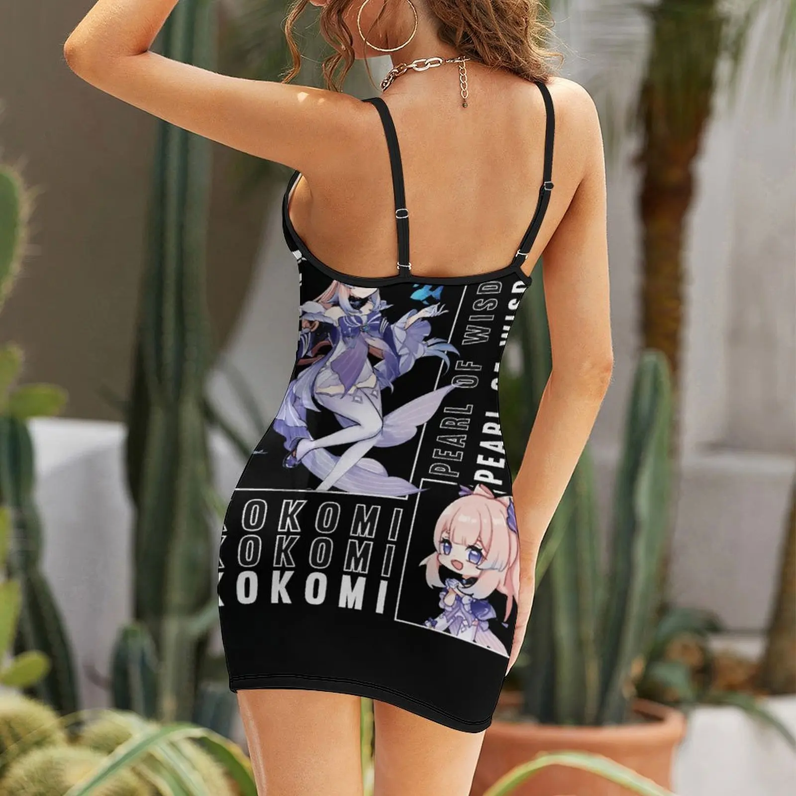 Sexy Sangonomiya Kokomi Pearl Of Wisdom Genshin Impac Graphic Women's Sling Dress Woman's Clothing Funny Geek  Clubs Suspender D