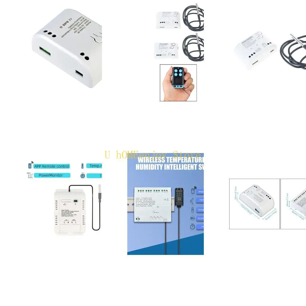 B0KF 1-Channel Intelligent Home Temperature Controller with Waterproof Sensors Single Way/Remote 4-Key Button