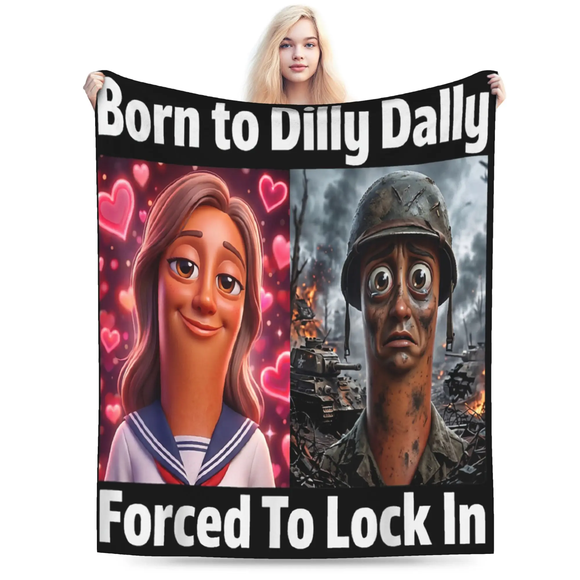 Born to Dilly Dally Forced to Lock in Tung Tung Sahur Throw Blanket Soft Trend Blanket  For Living Room Travel Flannel Bedspread