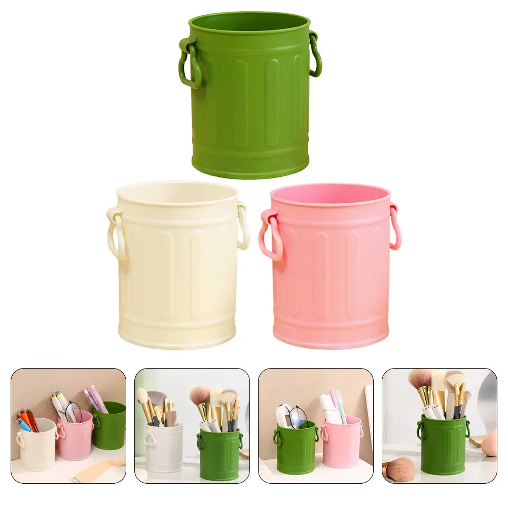 

3 Pcs Pen Storage Bucket Round Pencil Cup Trash Can Desk Holder Pp Plastic Cups