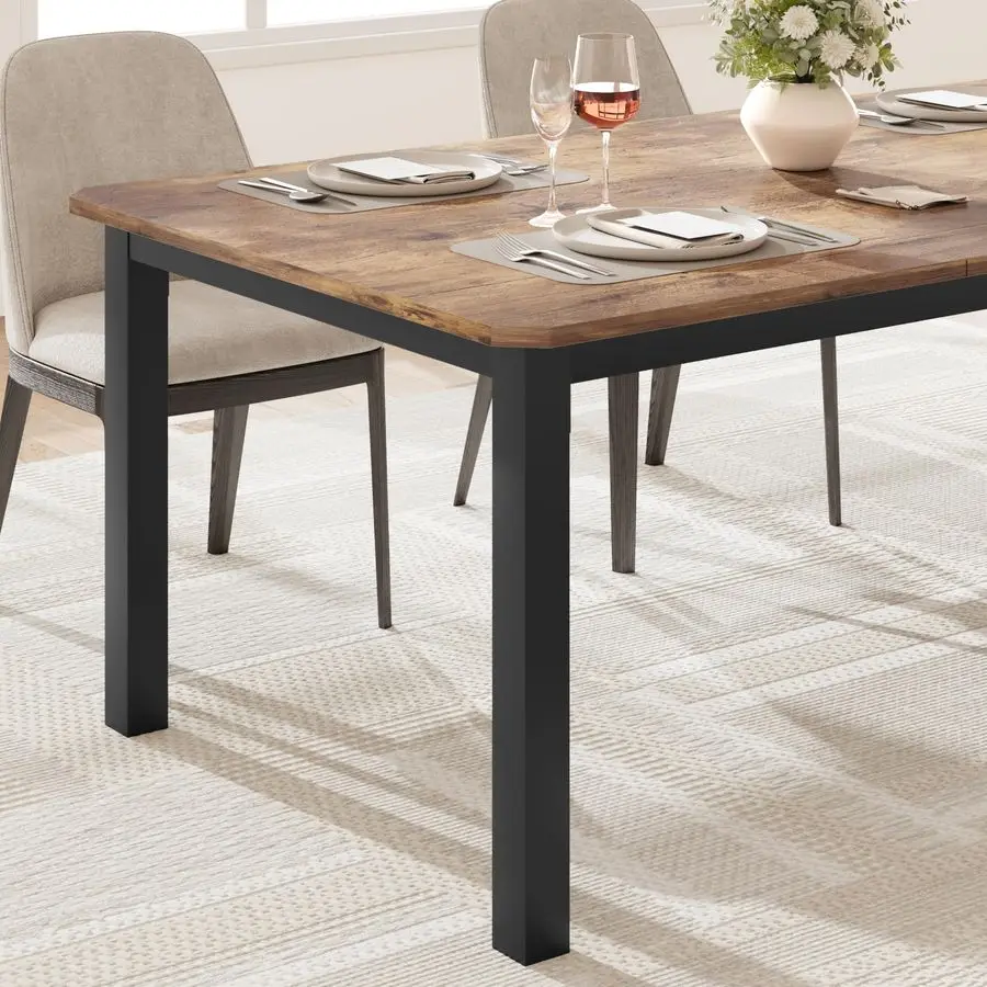 Inch Long Kitchen Table for 68, Dining Room Table for Kitchen Living Room, Large Rectangular Dinner Tables, Industrial Indoor Re