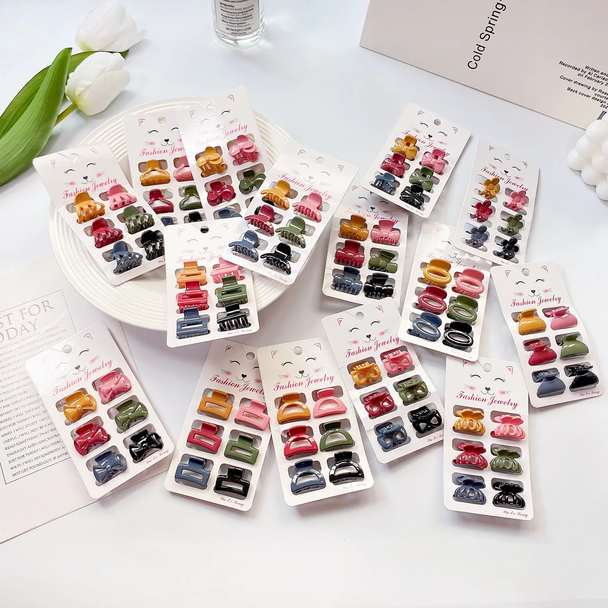 

6-Pack Korean Chic Mini Claw Clips Candy Color Fringe Hair Grips for Baby Hair