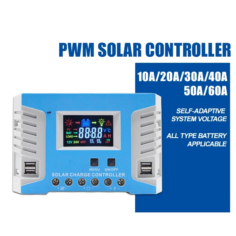 Solar Charger Controller for  PWM 10 20 amp 30 40 50 60  12v 24v 48v     for Inverter