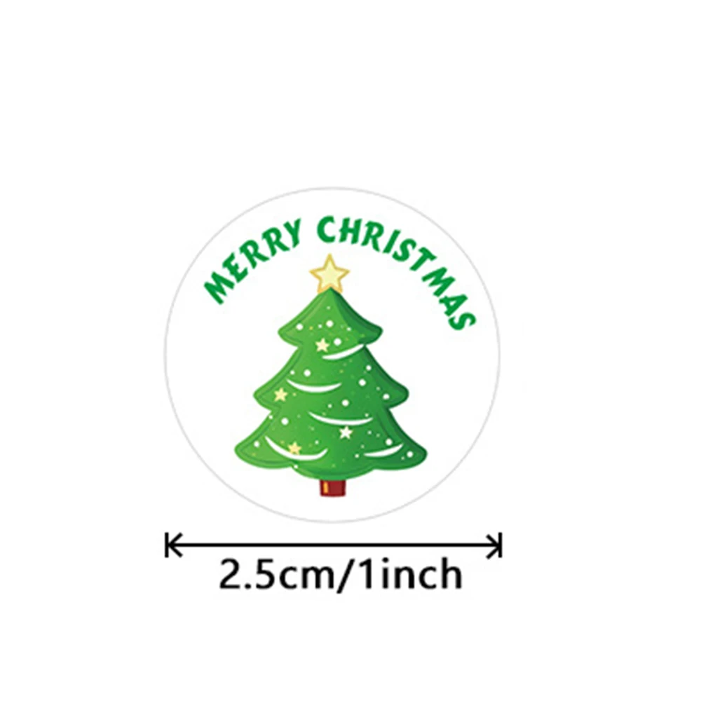 100-500pcs Merry Christmas Stickers 1Inch Round Christmas Seal Labels Stickers For Handmade Sticker Card Box Package Labels