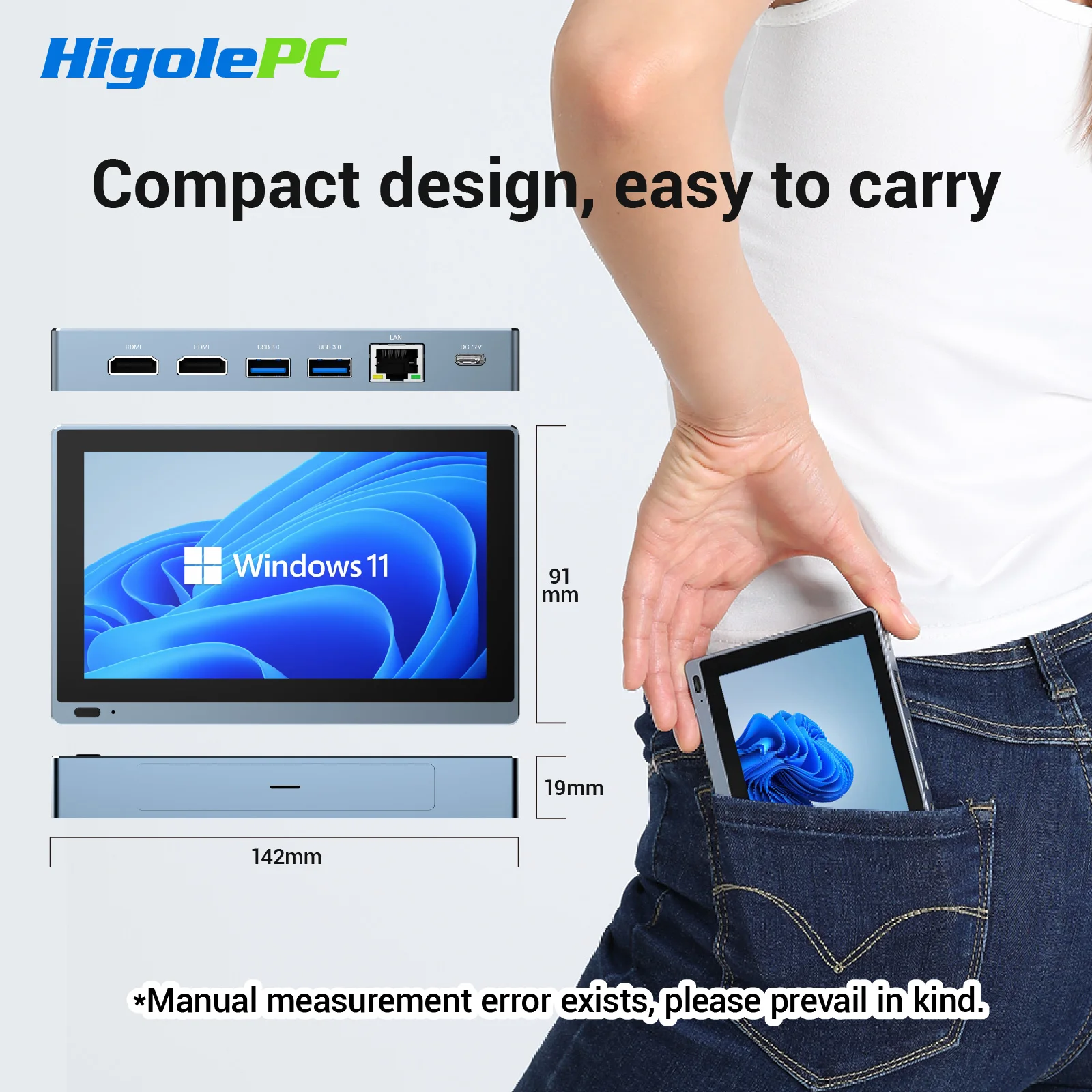 Higole Gole 1 Pro 5.5'' Mini PC senza ventola Intel J4105 Windows 11 WiFi5 8G 128G 2500mAh con schermo Laptop PC desktop Mini computer