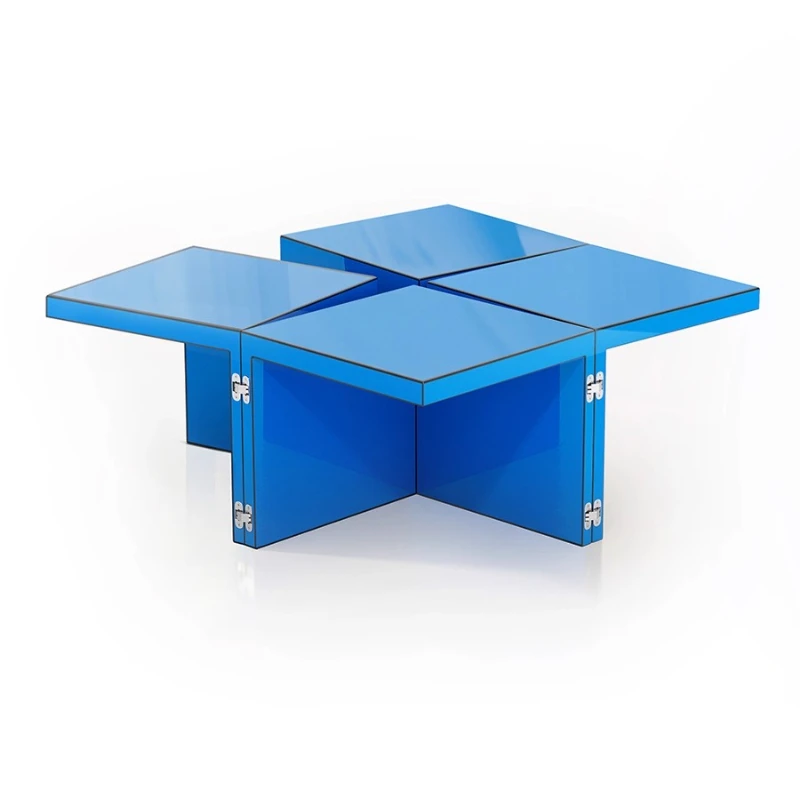 

Living room coffee table solid wood creative variable small apartment household Italian blue square table