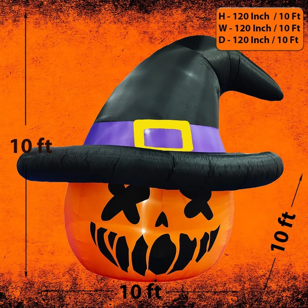 10 Ft Giant Pumpkin Big Jack O Lantern Huge Witch Hat Halloween Inflatable Decoraions/Scary Home Decor Halloween Party