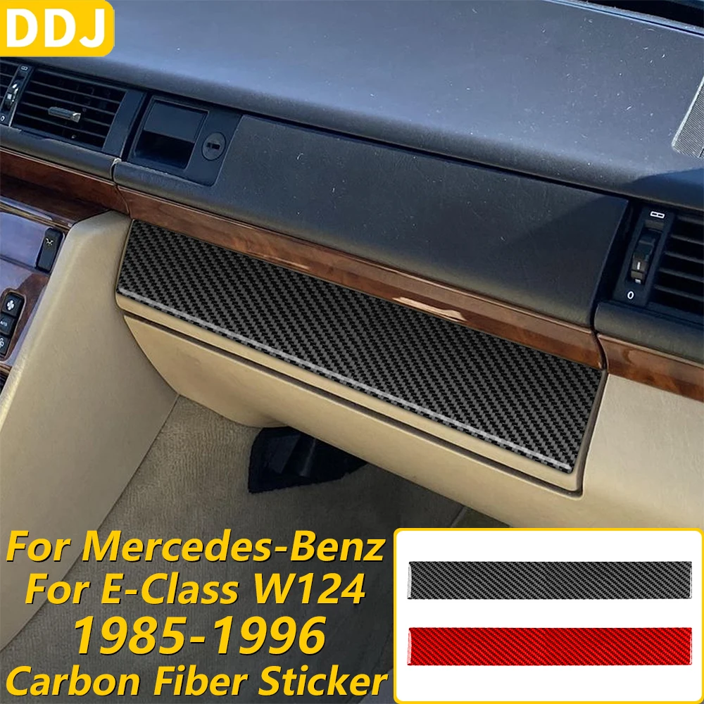 For Mercedes-Benz E-Class W124 1985-1996 Carbon Fiber Co-pilot Glove Storage Box Panel Cover Decorative Car Accessories Sticker