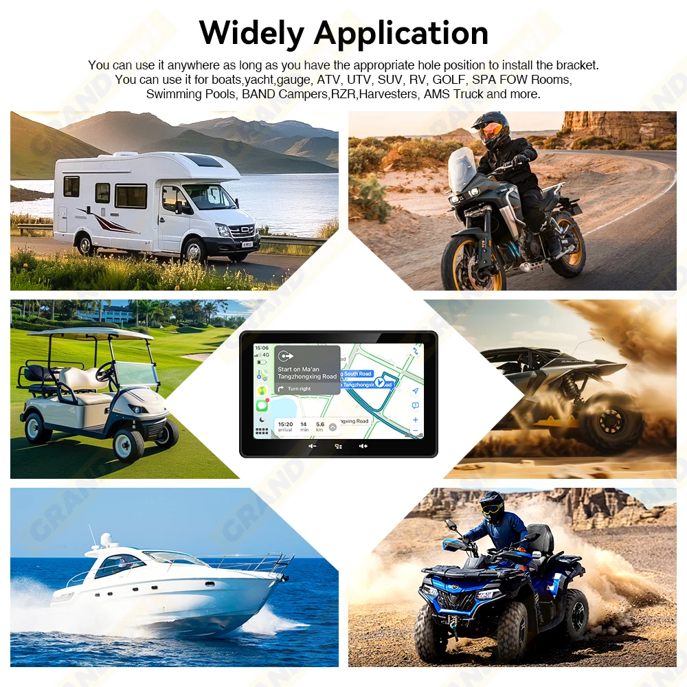 7 بوصة MP5 مركبة بحرية راديو لاسلكي CarPlay أندرويد السيارات مقاوم للماء IP67 بلوتوث FM AM AUX لقارب ATV UTV يخت عربة جولف #2