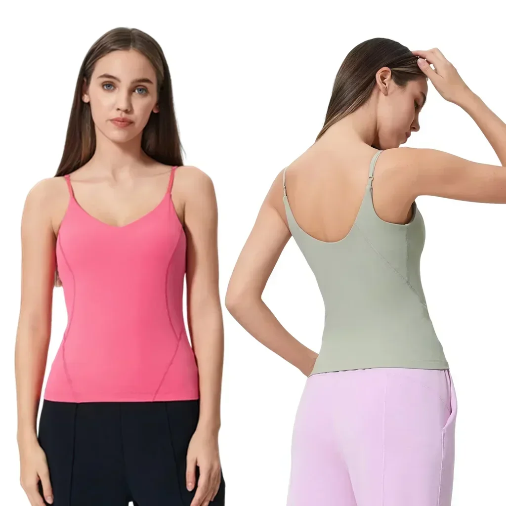 Lemon Naked Beauty Back Sling Sports Vest with Chest Cushion Women's Adjustable Shoulder Strap Slim Fitness Running Yoga Clothes