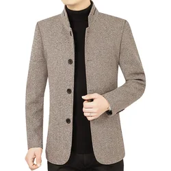 Yeni erkekler iş rahat yün Blazers ceketler mont yün karışımları erkek sonbahar Slim Fit Blazers Suits Coats erkek giyim