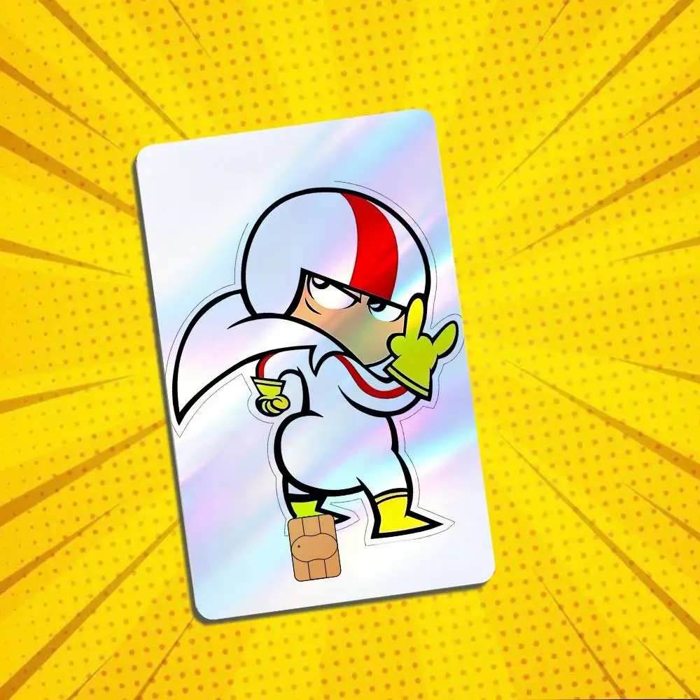 Obsessed with the Extreme Kick Buttowski Laser shimmer Credit Card Skin Party Stickers For Visa Bank Card Bus Metro Access Card