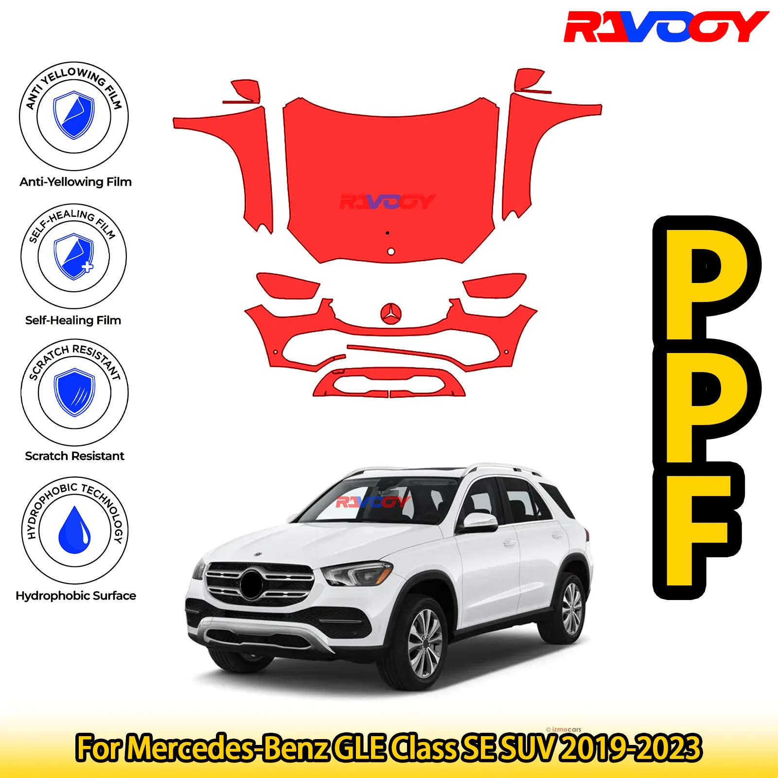 

For Mercedes-Benz GLE Class SE SUV 2019-2023 Glossy Matte Black Precut front PPF Kit Paint Protection Film
