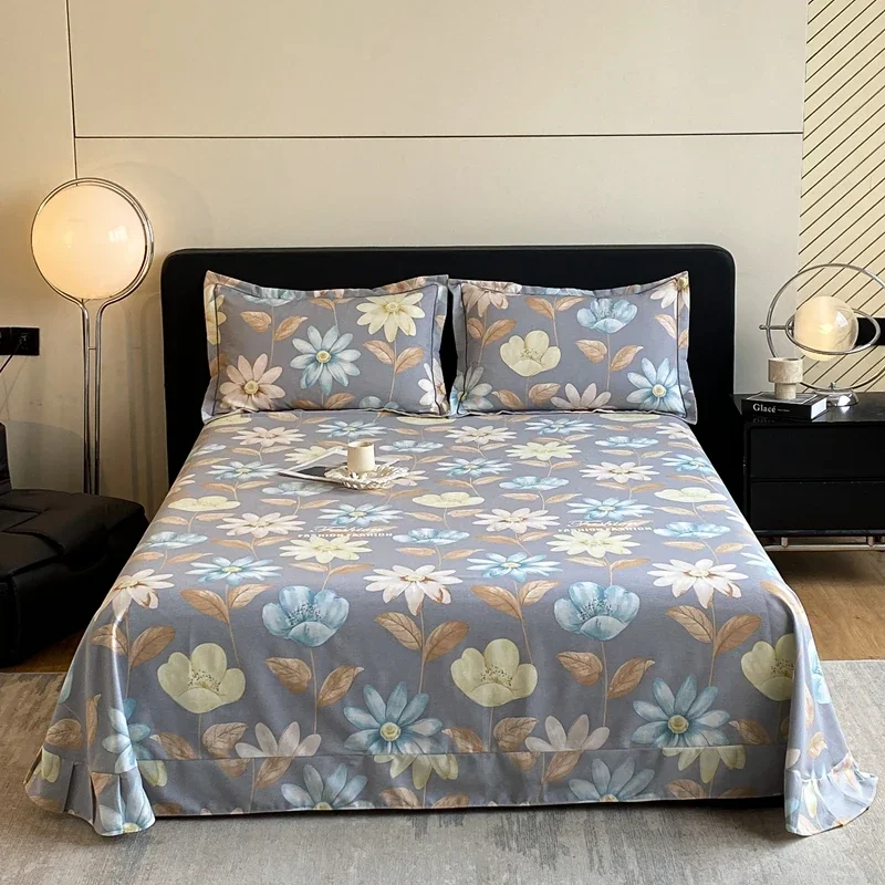 

Retro Floral Pattern Bed Sheet Set 100% Cotton Bed Sheets Soft Breathable Bedspread with Pillowcases Queen Size Bedding Set