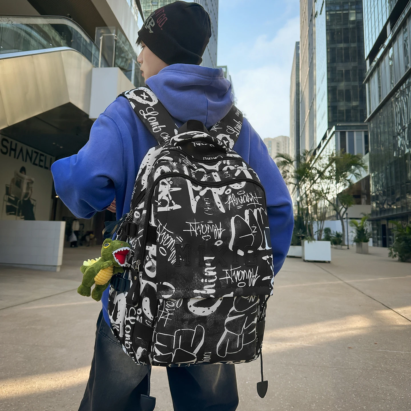 حقيبة ظهر مدرسية بتصميم جرافيتي أمريكي بسعة كبيرة للأولاد، حقيبة كتب عصرية رائعة للطلاب الصغار في سن المراهقة #2
