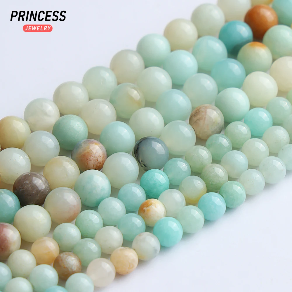 A ++ manik-manik batu longgar Amazonite warna-warni alami untuk membuat perhiasan gelang pesona aksesori DIY 15 "inci 4 6 8 10mm