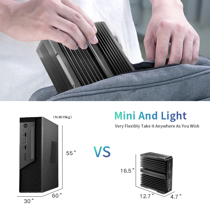 صندوق جديد كمبيوتر صغير بدون مروحة VAG COM DC12V I3 I5 I7 Win10 11 Linux كمبيوتر صناعي صغير #4