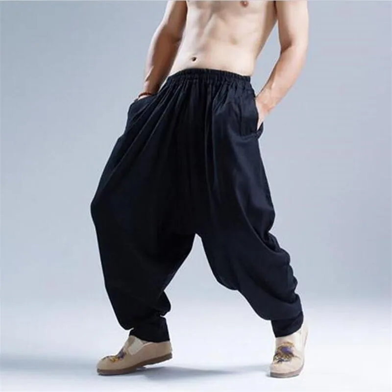 2024 Summer Autumn Cotton Linen Casual Harem Pants Men Jogger Pants Men Fitness Trousers Male Chinese Traditional Harajuku