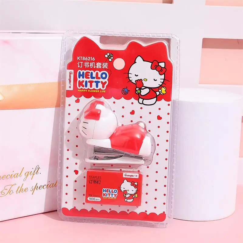 

Sanrio Hello Kitty Stapler Cute Anime Cartoon Student Mini Portable Bookbinding Machin Stationery Work Supplies Holiday Gifts