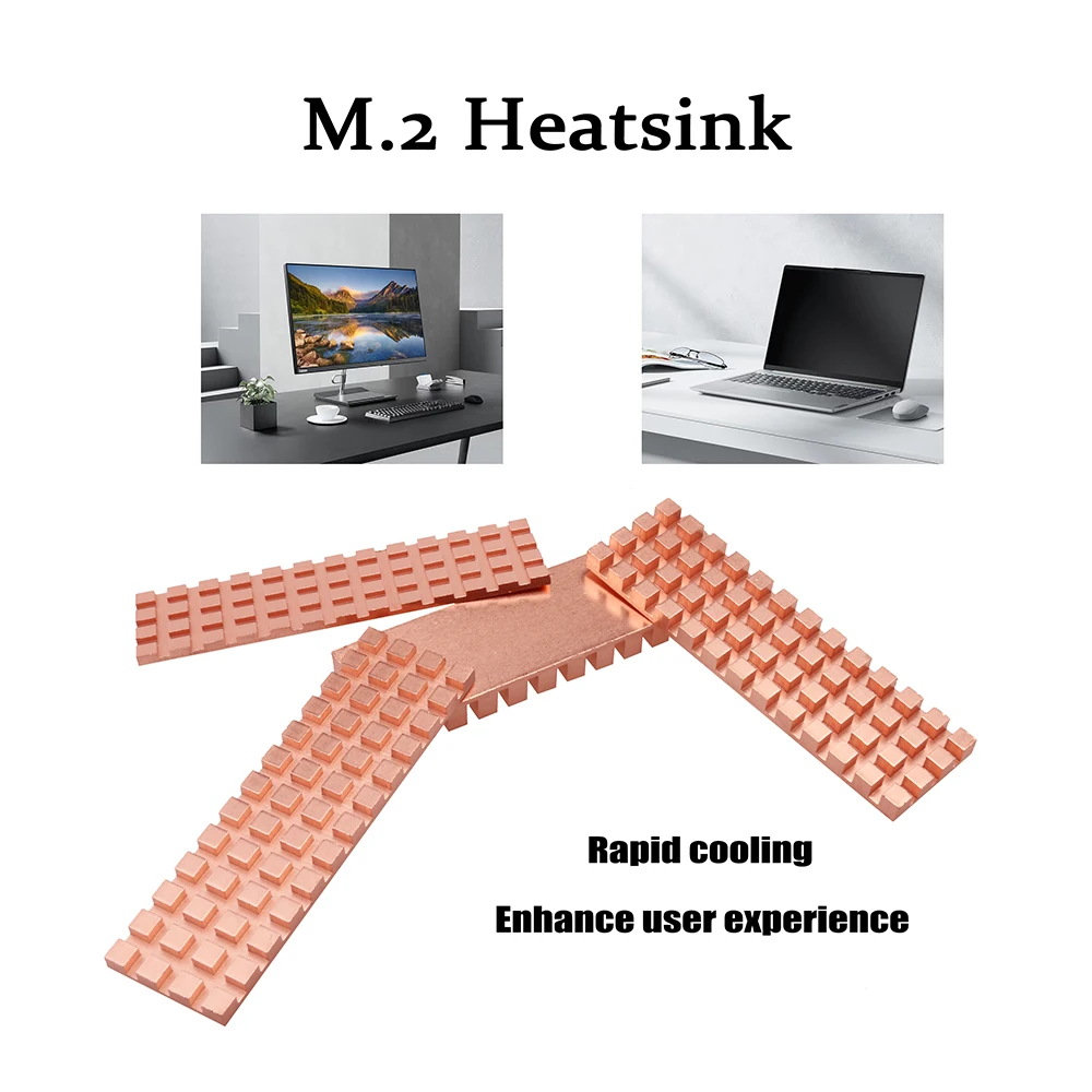 M.2 Heatsink Pure Copper Thermal conductivity 386.4W/m.k Solid State Disk Radiator Cooling 2/3/4/6mm thicknesses for 2280 M2 SSD