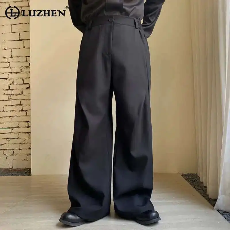 

LUZHEN новые стильные высококачественные плиссированные элегантные мужские мешковатые широкие модные Универсальные повседневные Костюмные брюки в Корейском стиле 08e264