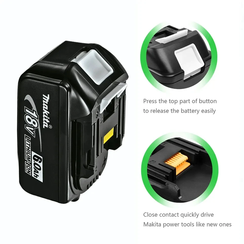 Makita Original 18V Makita 6000mAh Lithium ion Rechargeable Battery 18v drill Replacement Batteries BL1860 BL1830 BL1850 BL1860B