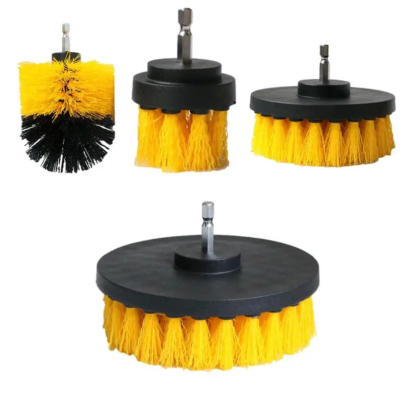 4PCS Electric Drill Brush Power Scrubber Wash Cleaning Brushes Tool Kit Plastic Round Clean Brush For Carpet Glass Car Tires