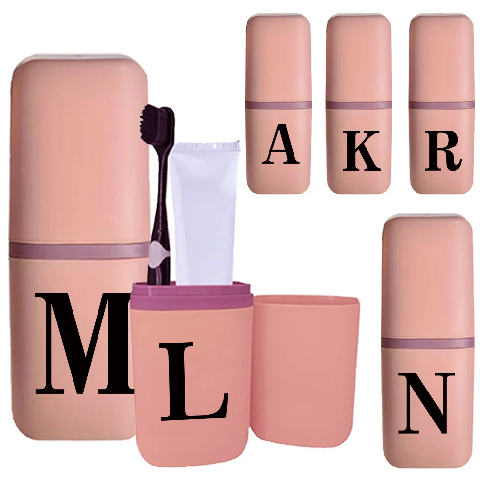 Travel Toothbrush Holder Case Multifunctional Storage Box for Comb Shaver Storage Travel Accessories 26 Black Letters Pattern