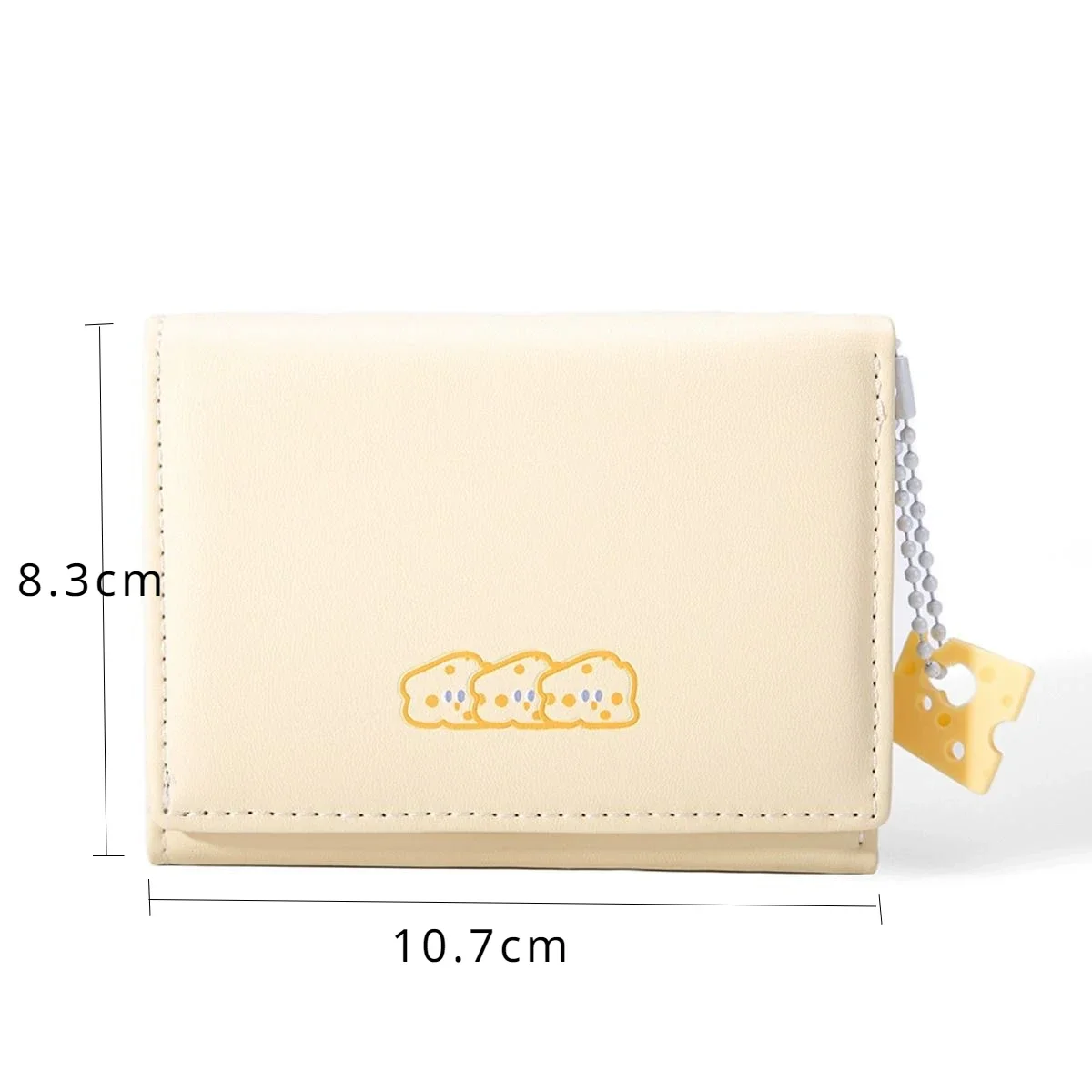 Cheese-cartera corta de cuero con dibujos animados para mujer, monedero de gran capacidad con broche, tarjetero triple