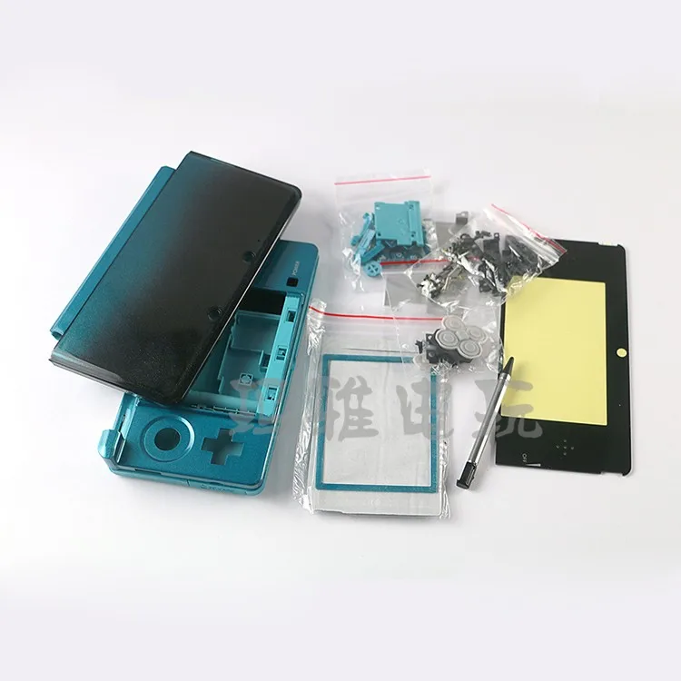 닌텐도 3DS 게임 패드용 풀 쉘 케이스 하우징, 콘솔 커버, 고무 유리 포함, 6 가지 색상