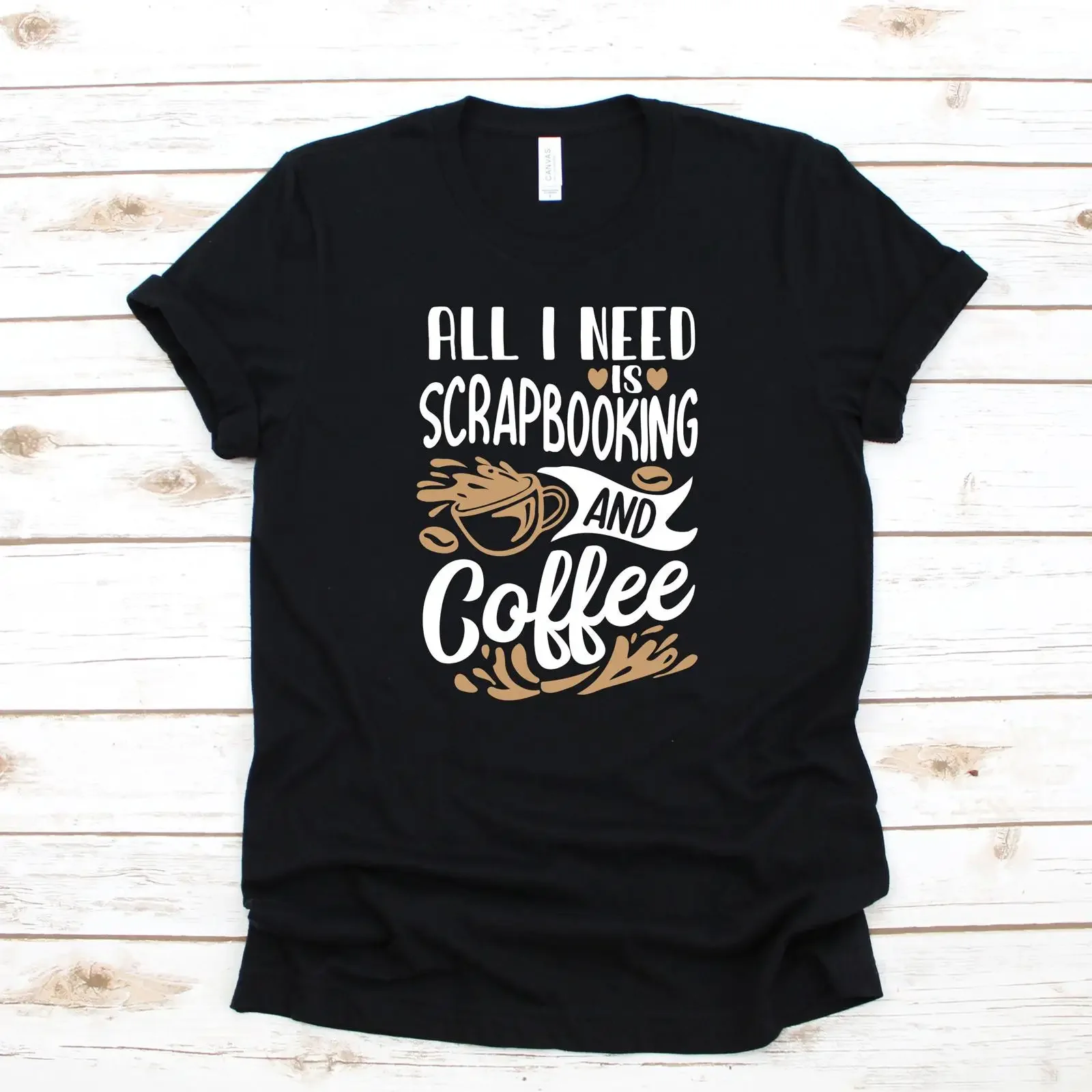 Scrapbooking Coffee T Shirt Women's Kids Long Sleeve SweaT vintage Washed Top For Everyday Wear Versatile fashion Soft Unisex