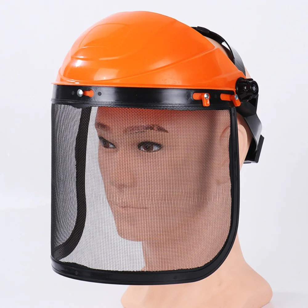 Metal Mesh Chainsaw Helmet Splash Prevention Sponge Lining Mesh Face Shield Large Mesh Adjustable Safety Helmet Protective Mask