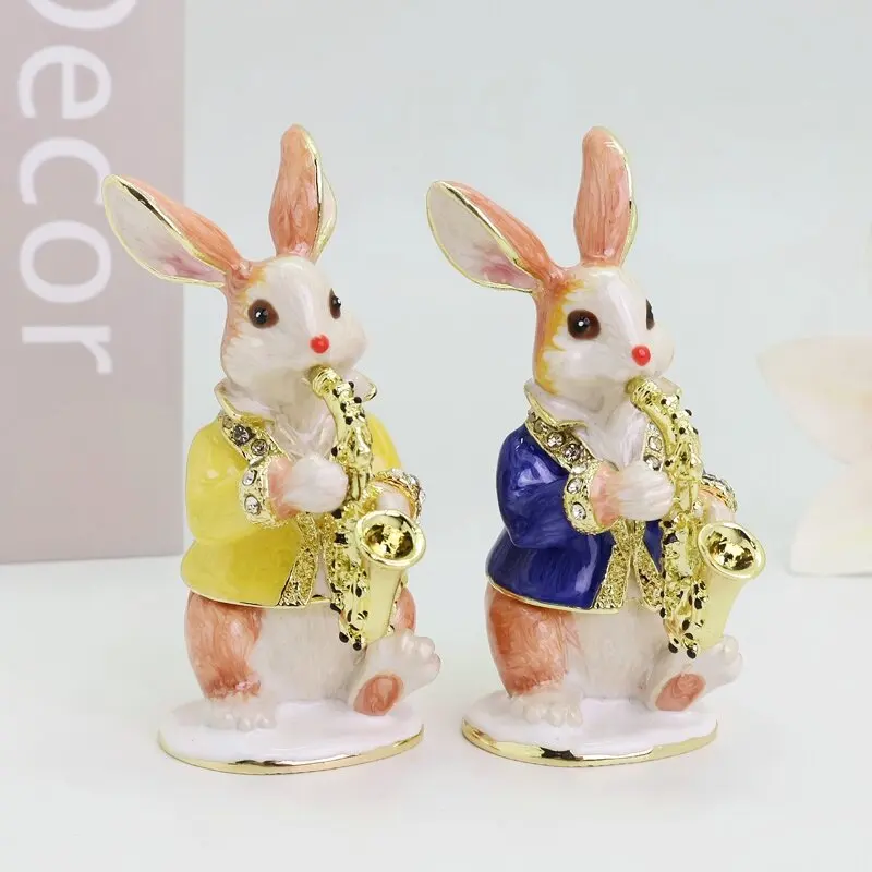 Enamel Saxophone Rabbit Jewelry Box Creative Home Decorative Storage Case