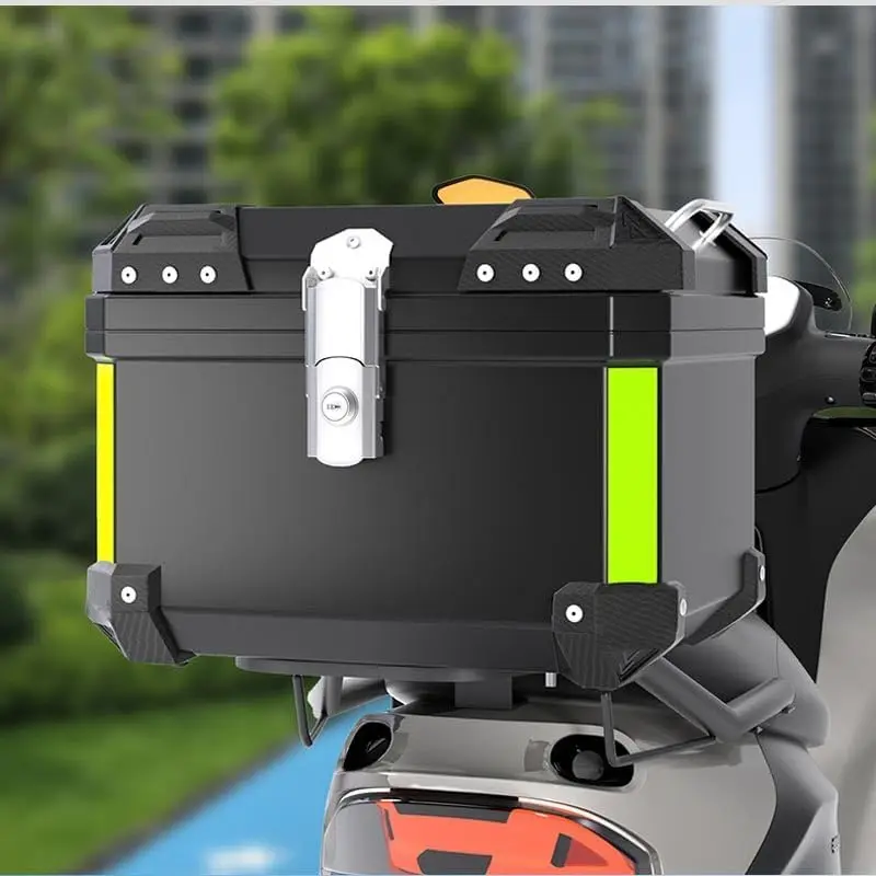 Maleta Superior Universal para Motocicleta y Bicicleta de 45L, Impermeable, de ABS, con Respaldo, Asa y Doble Llave, Caja de Almacenamiento