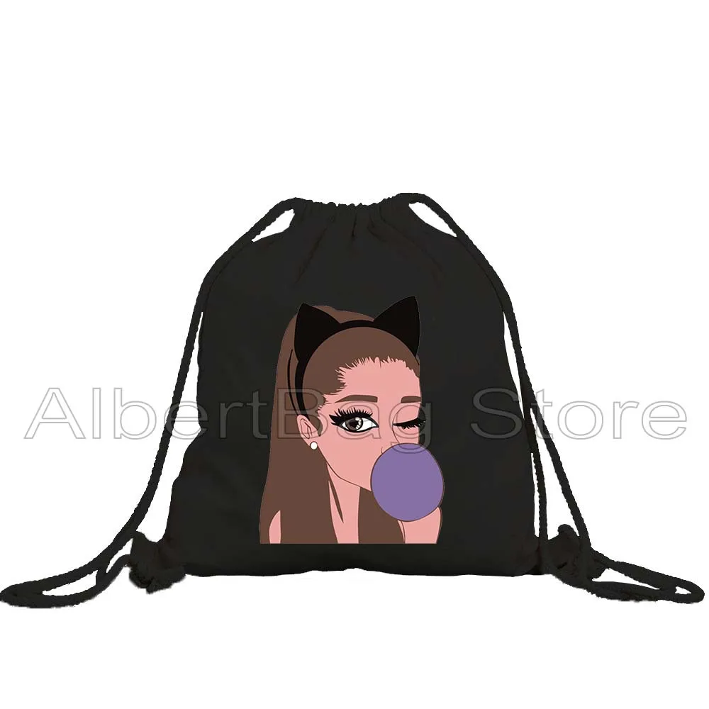 Love Ariana Grande Music Singer Artist Poster Fan Cute Gift Drawstring Backpack Bags Sports Gym Sackpack String Bag for Running