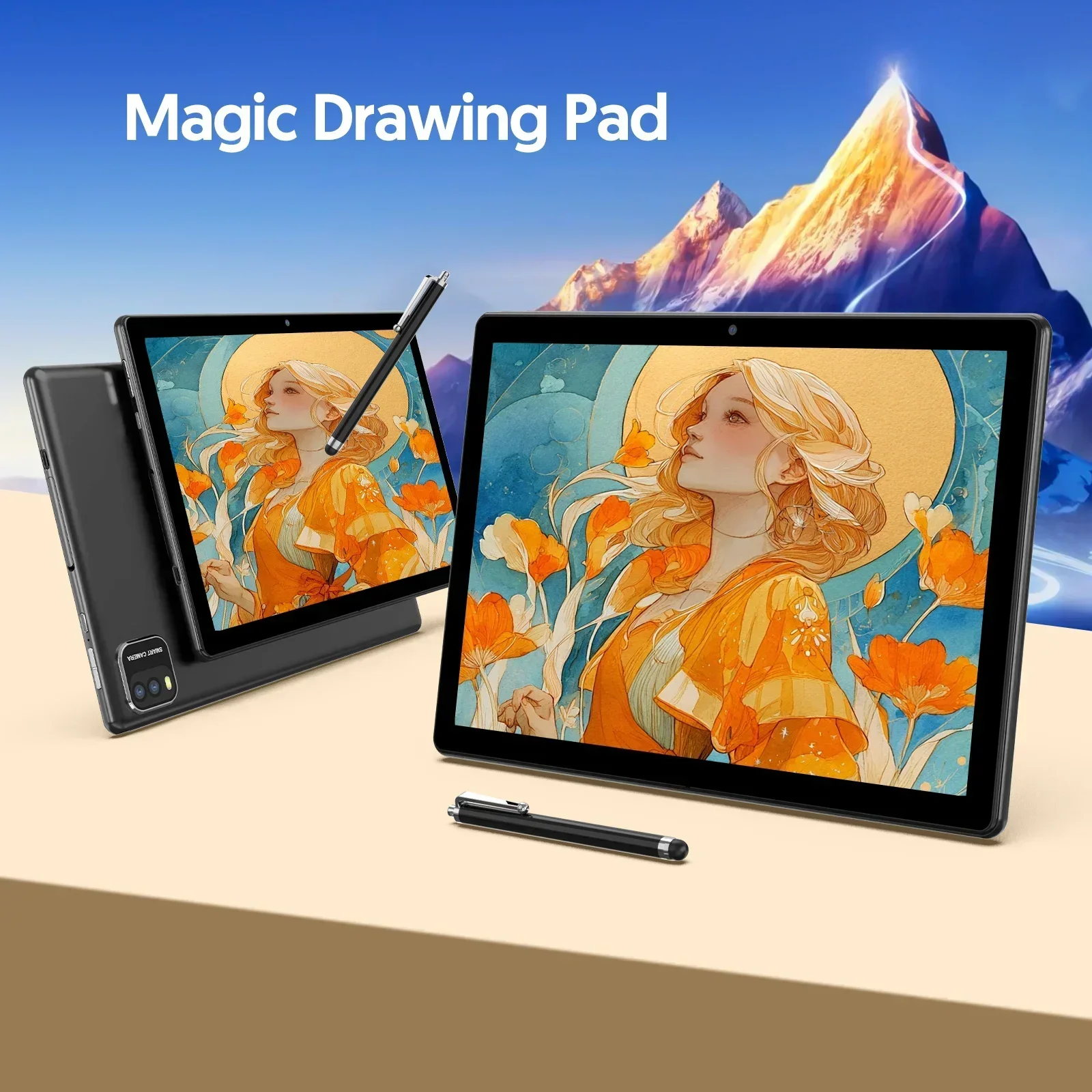 BAKEN New Tablet, Android 16, Quad-Core Processor, 12GB RAM (9GB Physical + 9GB Virtual) + 64GB ROM, Magic Drawing Pad, 6000mAh