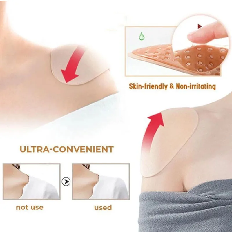 1Pair Invisible Detachable Breathable Silicone Shoulder Pad  for Woman Shoulder Enhancer Reusable Self-Adhesive Clothing