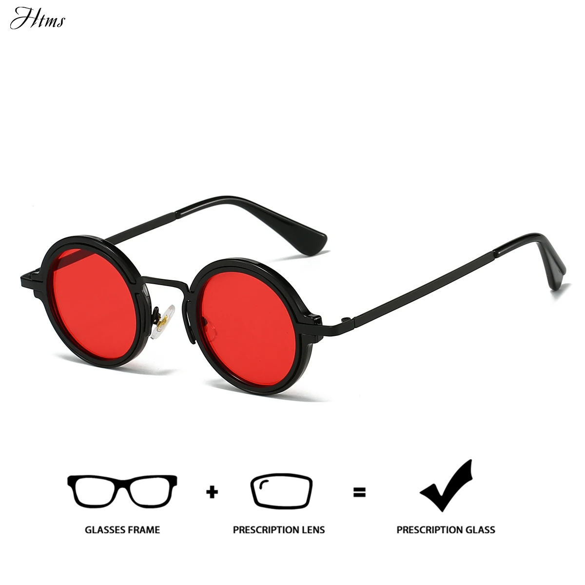 

HTMS Small Round Frame Polarized Prescription Sunglasses Professional Customized Progressive Multifocal Sunglasses UV400